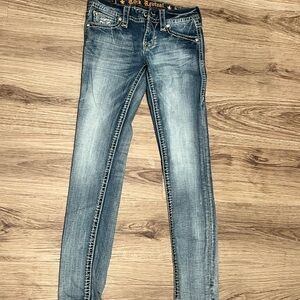 Rock Revival Blue Skinny Jeans Faded Distressed